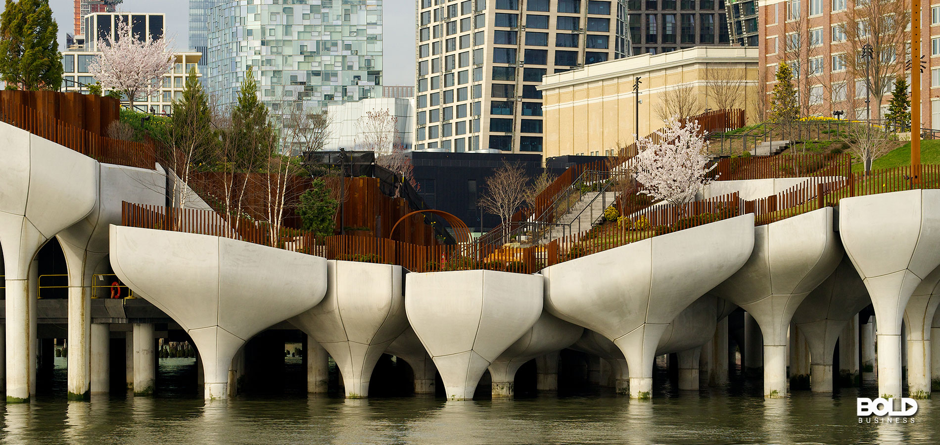 A city park built above the water