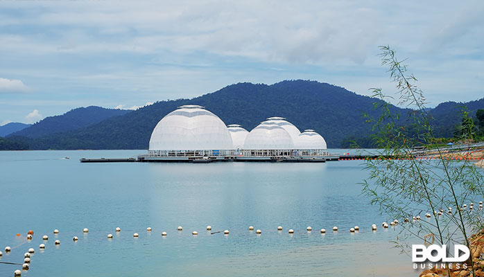 A floating city made of white domes