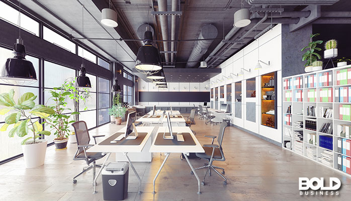 A cool looking office space that is empty
