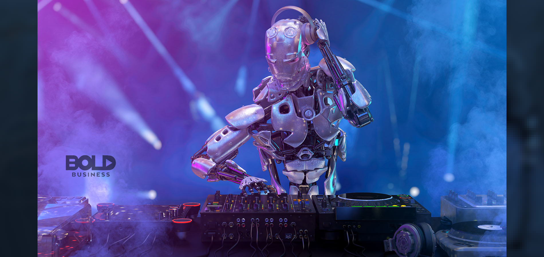 A robot doing AI in music production