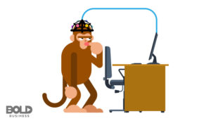 A cartoon of a monkey in the Neuralink trials