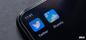 the Bluesky social media option and Twitter