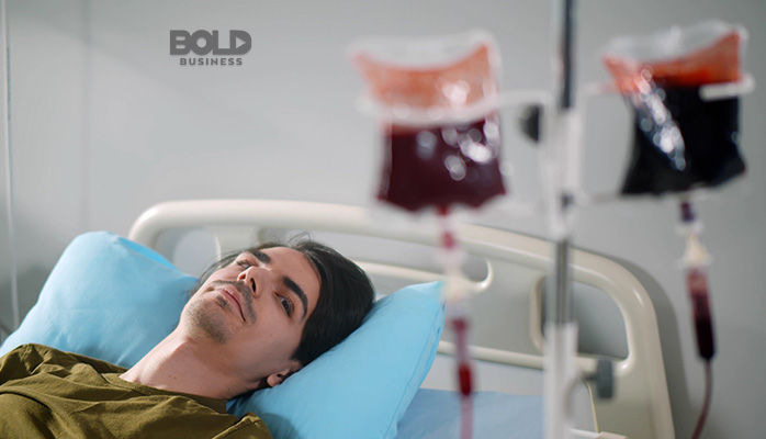 a dude getting chemotherapy for multiple myeloma