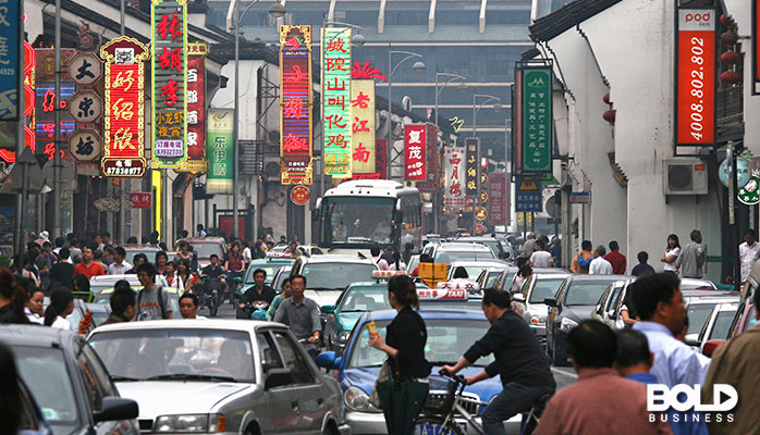 A busy street somewhere in China