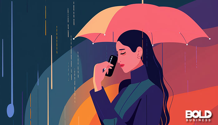 a woman with an umbrella in need of mental health