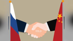 Russia and China shaking hands