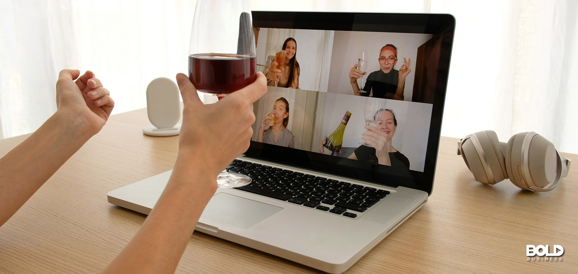 innovation with remote work celebrated with wine