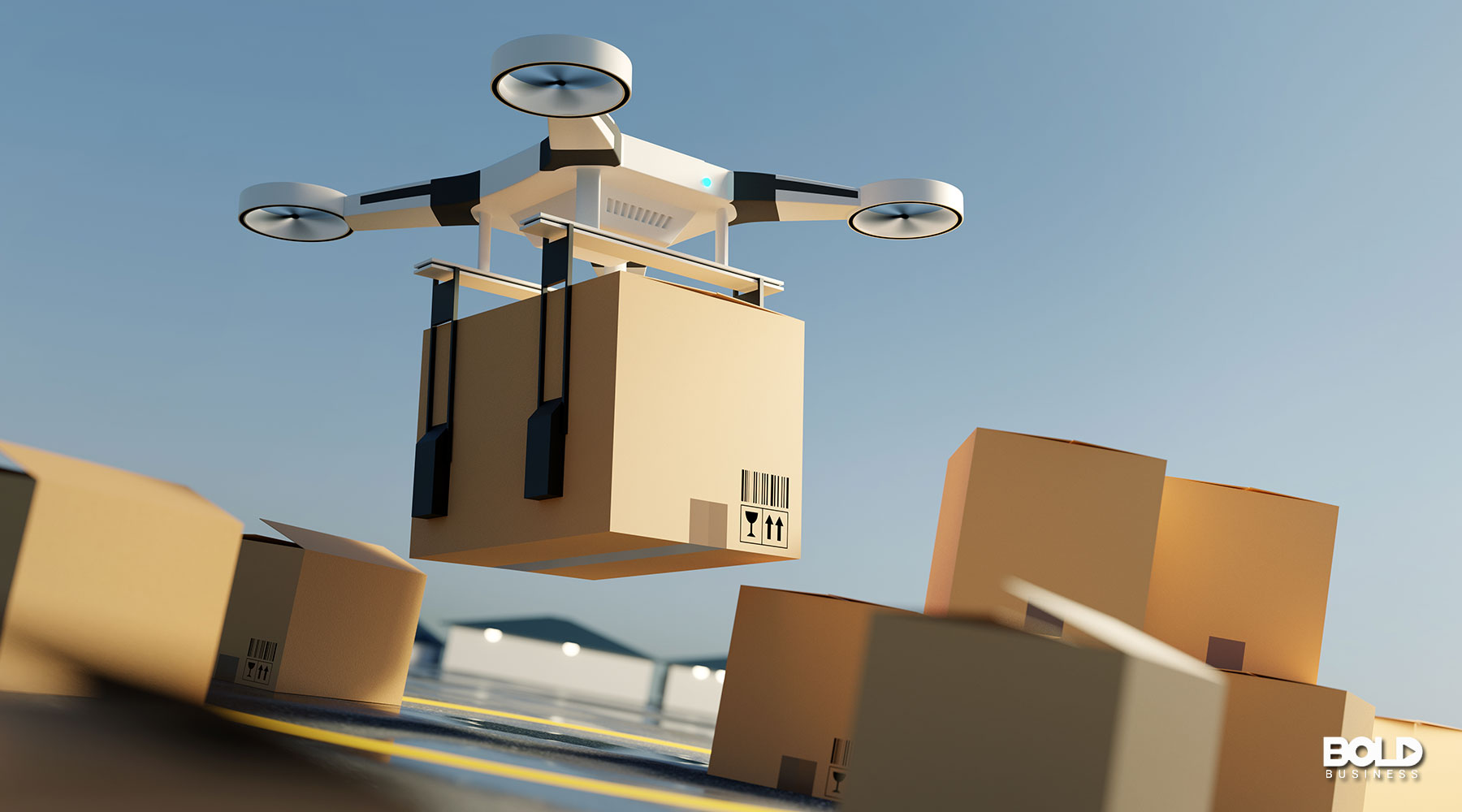 a drone delivering some boxes